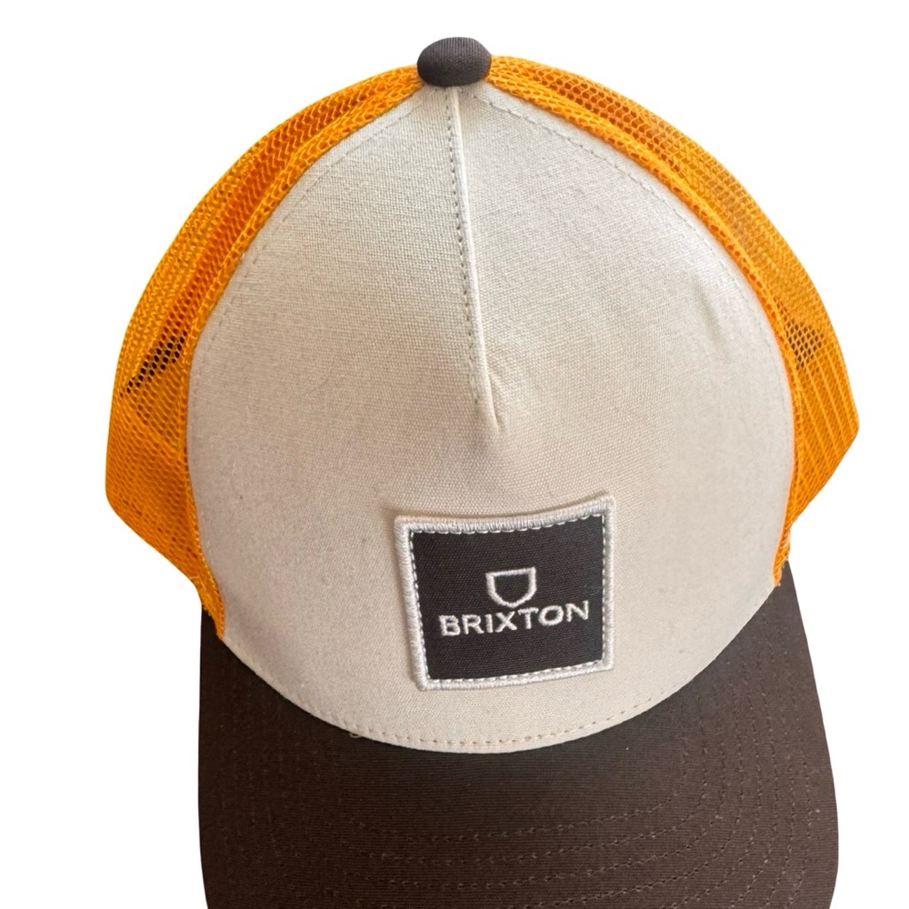 Brixton Men’s Mesh Trucker Hat – Brown/Orange Snapback